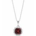 Natural Mozambique Garnet And .04 Ctw Natural Diamond Necklace (Style 651953)