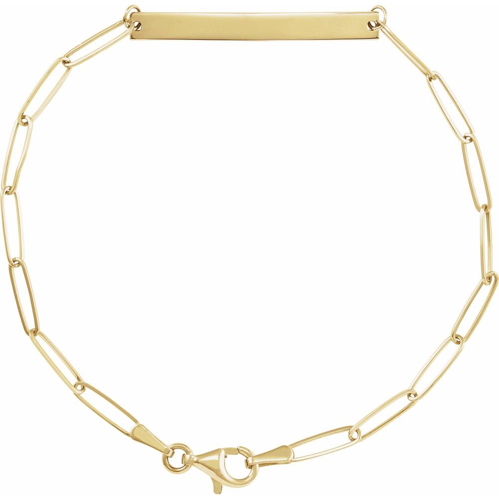 14K Yellow Engravable Bar 7" Bracelet