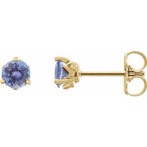 Natural Tanzanite 3-Prong Solitaire Earrings (Style 88189)