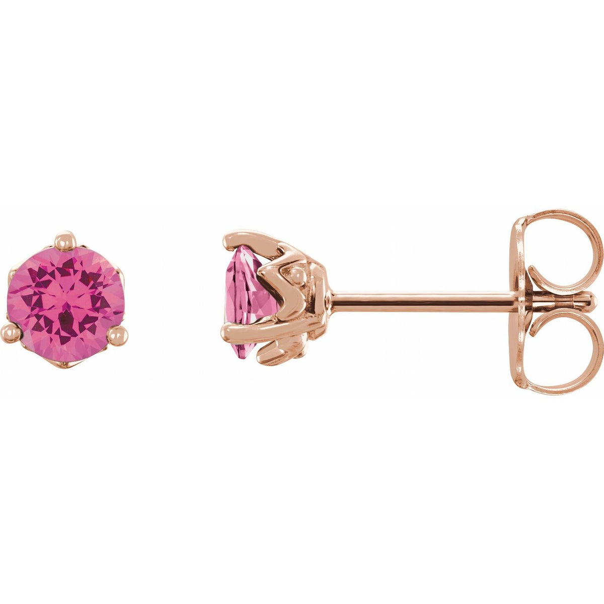 Natural Pink Spinel 3-Prong Solitaire Earrings (Style 88189)