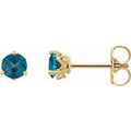 Natural London Blue Topaz 3-Prong Solitaire Earrings (Style 88189)