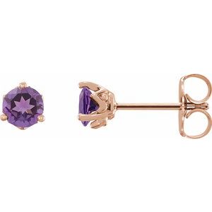 Natural Amethyst 3-Prong Solitaire Earrings (Style 88189)