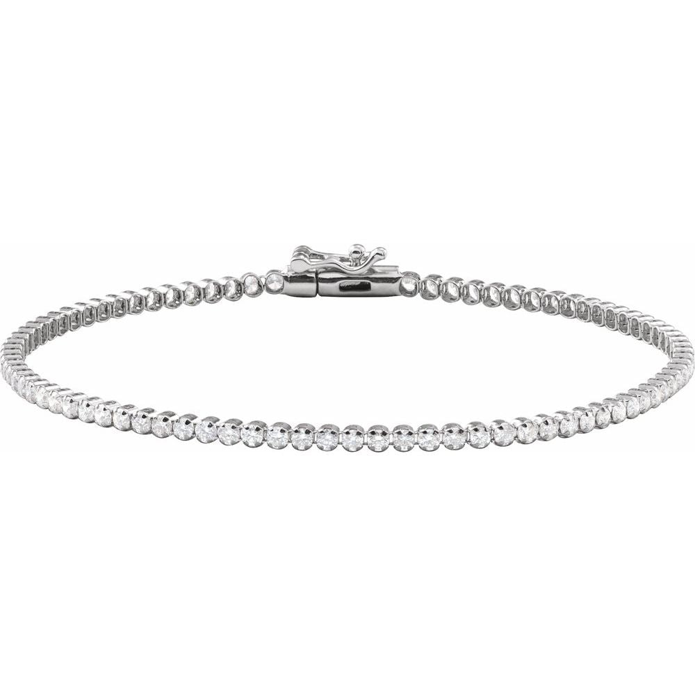 14K White 1 5/8 CTW Lab-Grown Diamond Lightweight Line 7" Bracelet