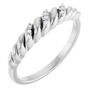14K White Gold 0.04 CTW Natural Diamond Dome Ring (Style 126508)