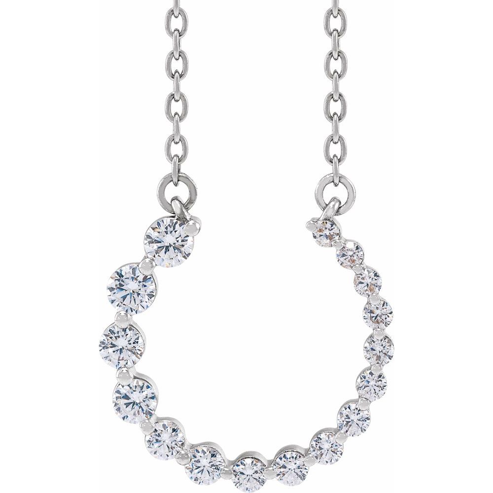 14K White Gold 3/8 CTW Lab-Grown Diamond Graduated Circle 16-18" Necklace