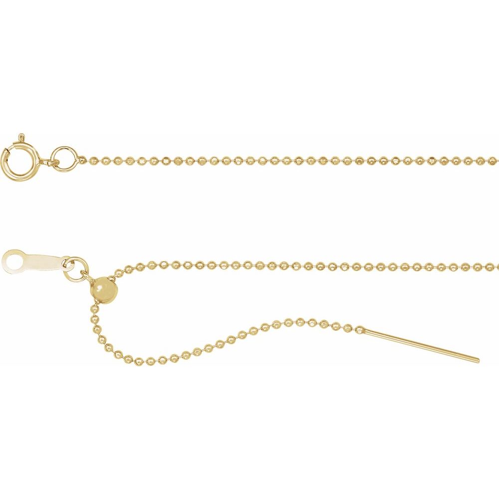 14K Yellow 1 mm Adjustable Threader Bead 16-22" Chain