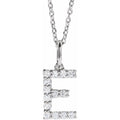 14K White Gold 1/5 CTW Lab-Grown Diamond Initial E 16-18" Necklace