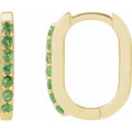 14K Yellow Gold Natural Tsavorite Garnet 14 mm Hoop Earrings