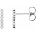 14K White Gold 9.5 mm Beaded Bar Earring