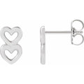 Platinum Two Heart Earring