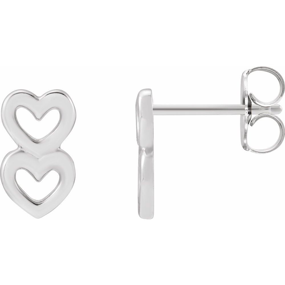 Platinum Two Heart Earring