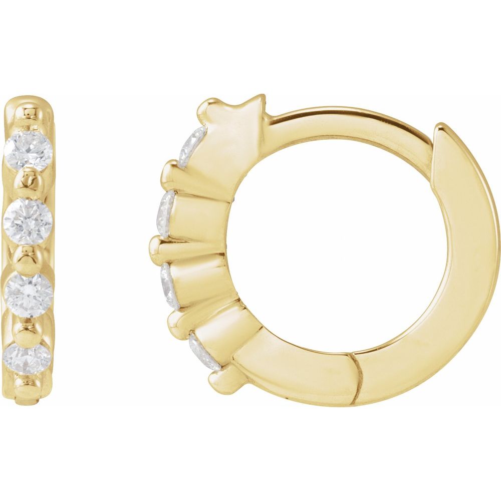 14K Yellow Gold 1/10 CTW Natural Diamond 10.74 mm Hinged Hoop Earrings