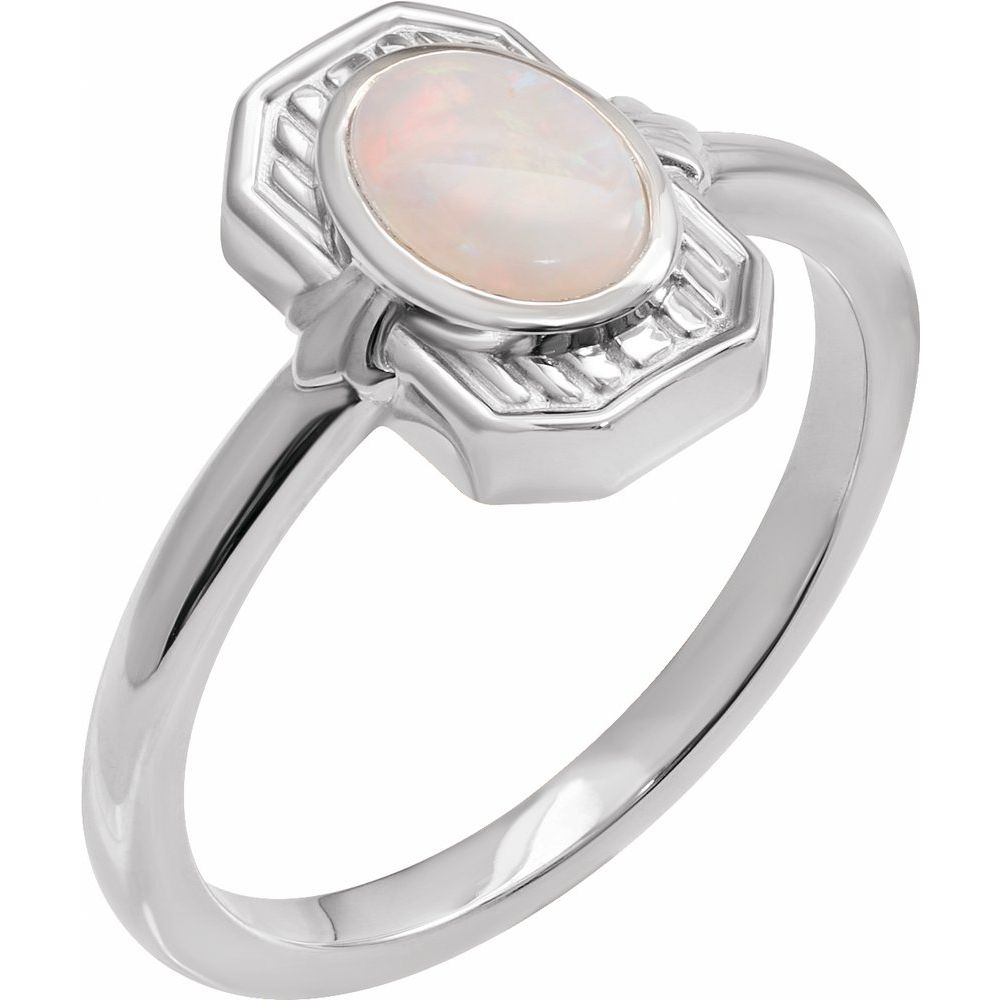 Natural White Opal Cabochon Ring (Style 72370)