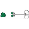 Natural Emerald Claw-Prong Solitaire Earrings (Style 88321)