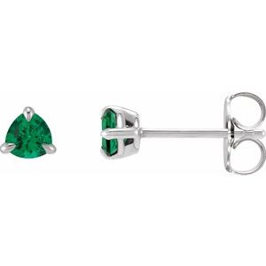 Natural Emerald Claw-Prong Solitaire Earrings (Style 88321)