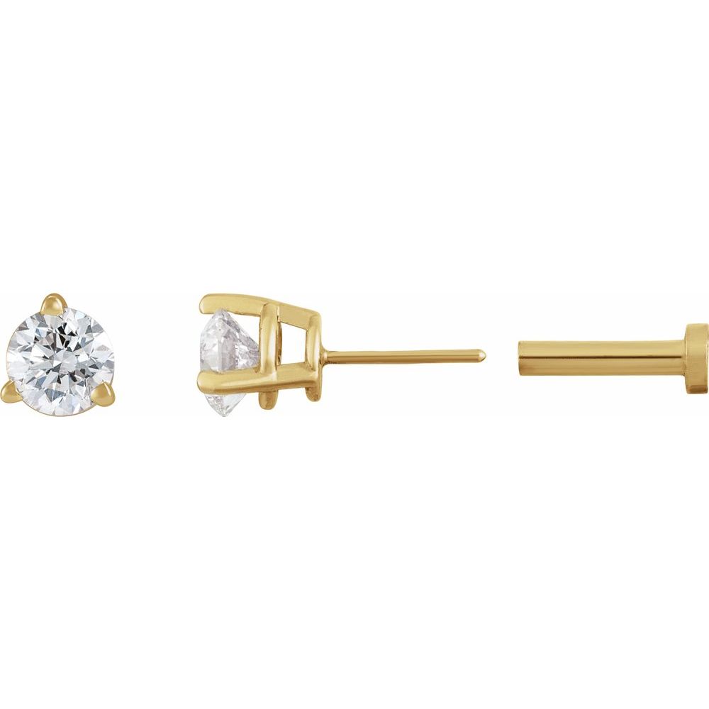 Round 3-Prong Press Fit Stud Earrings