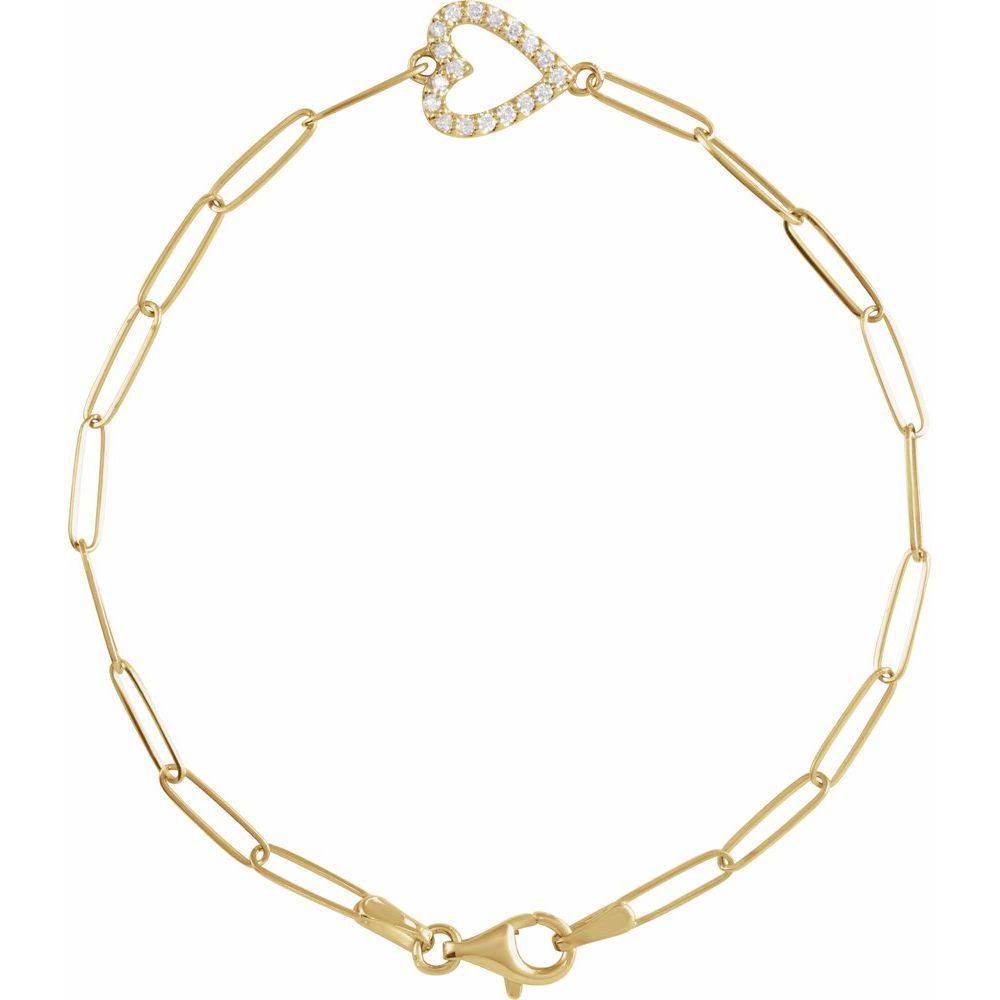 14K Yellow 1/8 CTW Natural Diamond Heart 7" Bracelet