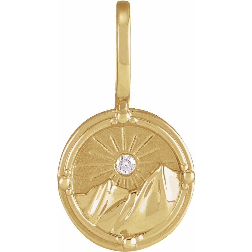 14K Yellow Gold .015 CT Natural Diamond Earth Element Charm/Pendant