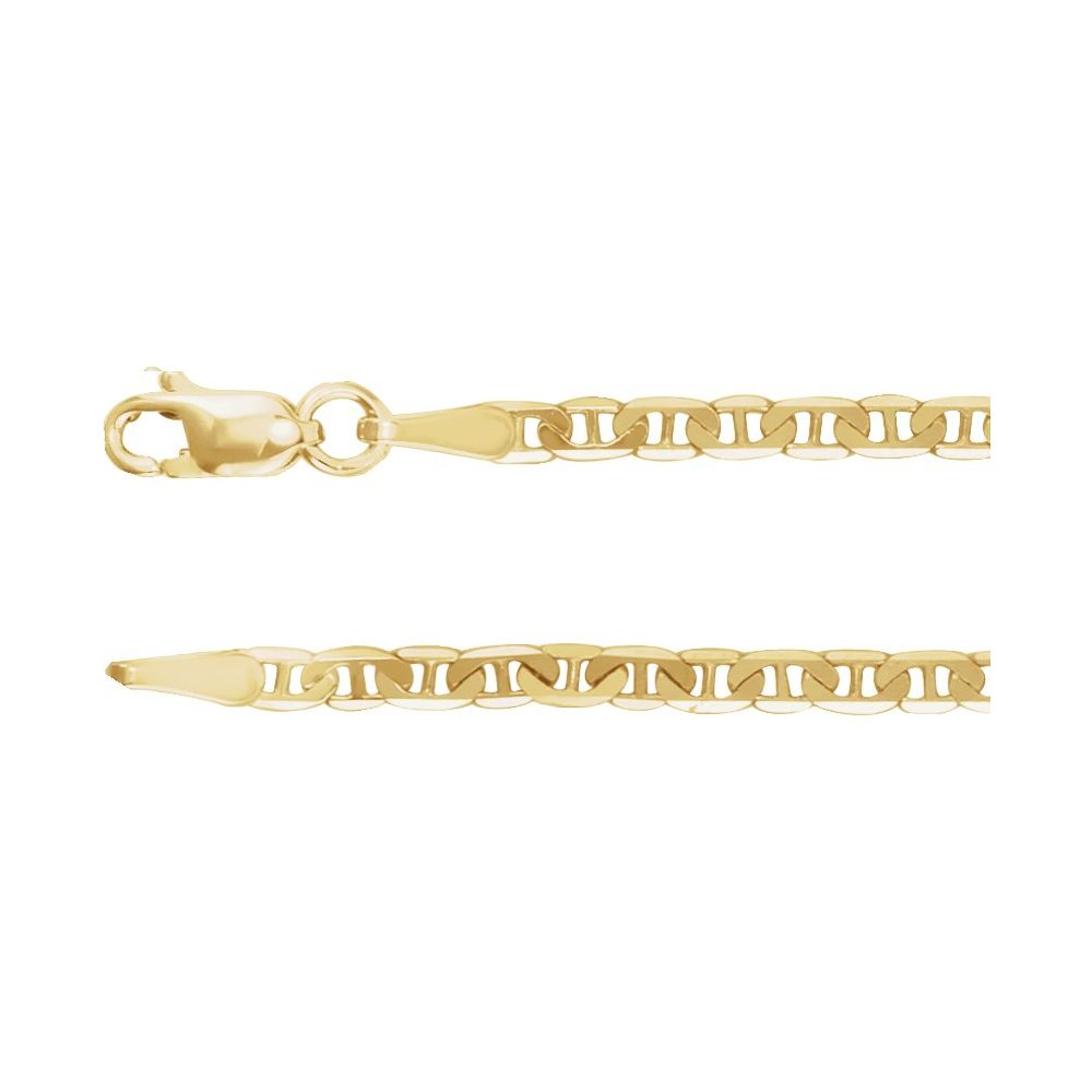 14K Yellow 2.25 mm Curbed Anchor 18" Chain