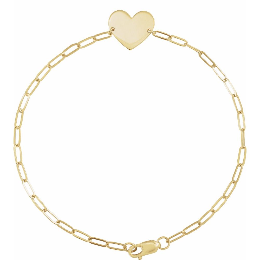 14K Yellow Engravable Heart 7" Bracelet