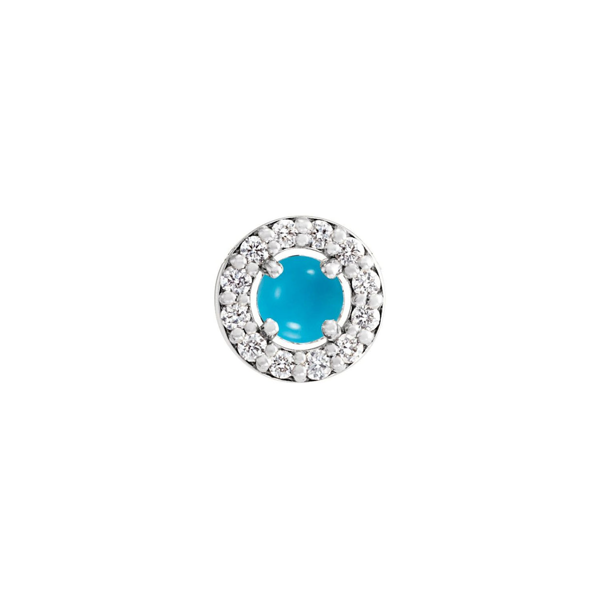 Cabochon Natural Turquoise And .06 Ctw Natural Diamond Halo-Style Pendant Slide (Style 88054)