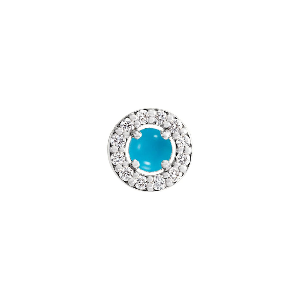 Cabochon Natural Turquoise And .06 Ctw Natural Diamond Halo-Style Pendant Slide (Style 88054)