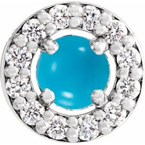 Cabochon Natural Turquoise And .05 Ctw Natural Diamond Halo-Style Pendant Slide (Style 88054)