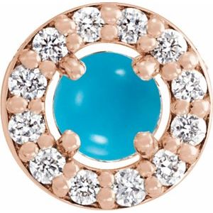 Cabochon Natural Turquoise And .06 Ctw Natural Diamond Halo-Style Pendant Slide (Style 88054)