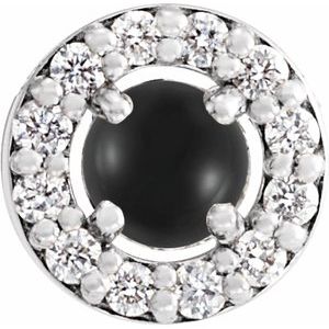 Cabochon Natural Onyx And .06 Ctw Natural Diamond Halo-Style Pendant Slide (Style 88054)