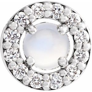 Cabochon Natural Rainbow Moonstone And .05 Ctw Natural Diamond Halo-Style Pendant Slide (Style 88054)