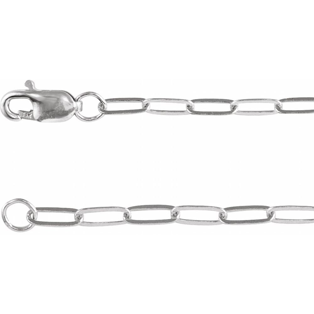 14K White 2.1 mm Paperclip-Style 18" Chain