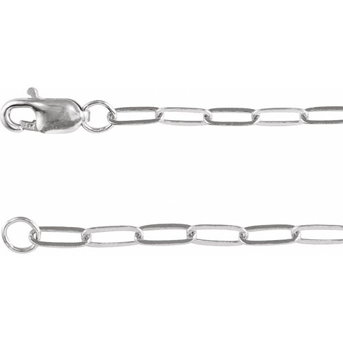 14K White 2.1 mm Paperclip-Style 18" Chain