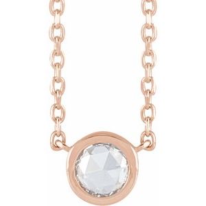 1/8 Ctw Rosecut Natural Diamond Solitaire Bezel-Set Neckla (Style 87613)