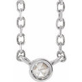 .03 Ctw Rosecut Natural Diamond Solitaire Bezel-Set Necklace (Style 87613)