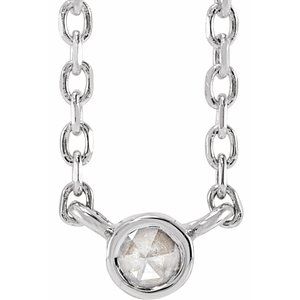 .03 Ctw Rosecut Natural Diamond Solitaire Bezel-Set Necklace (Style 87613)