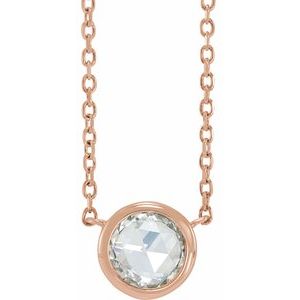 1/2 Ctw Rosecut Natural Diamond Solitaire Bezel-Set Necklace (Style 87613)