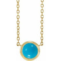 Cabochon Natural Turquoise Solitaire Bezel-Set Necklace (Style 87613)