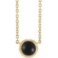 Cabochon Natural Onyx Solitaire Bezel-Set Necklace (Style 87613)