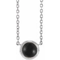 Cabochon Natural Onyx Solitaire Bezel-Set Necklace (Style 87613)
