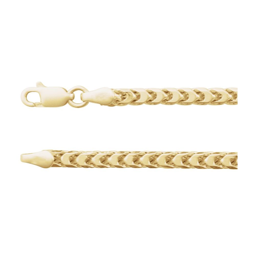 14K Yellow 3.4 mm Hollow Diamond-Cut Franco 8" Chain
