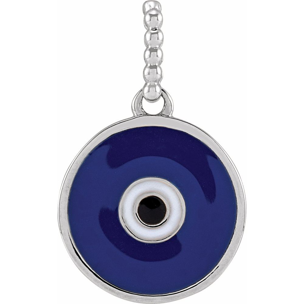 Believer Sterling Silver Blue Enamel Evil Eye Pendant