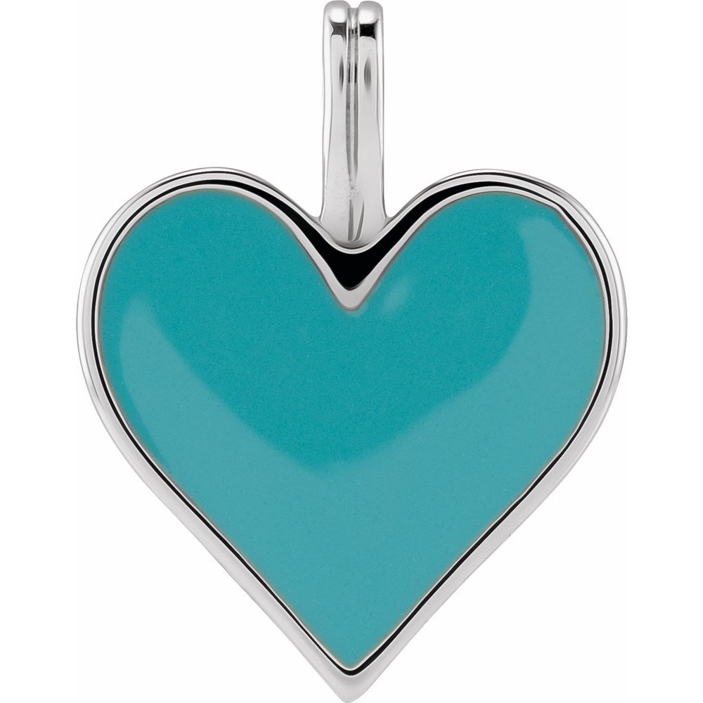 Essentials 14K White Gold Light Turquoise Enamel Heart Pendant