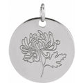 Jubilee Platinum Chrysanthemum November Birth Flower Pendant