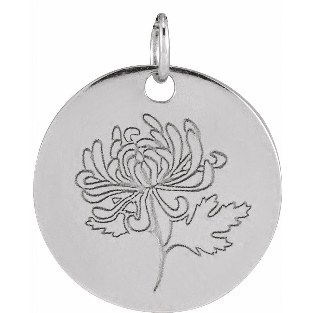 Jubilee Platinum Chrysanthemum November Birth Flower Pendant