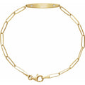 14K Yellow .015 CTW Natural Diamond Engravable Curved Bar 7" Bracelet