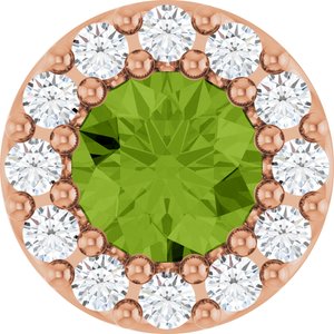 Natural Peridot And .08 Ctw Natural Diamond Halo-Style Pendant (Style 88590)
