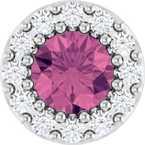 Natural Pink Tourmaline And .08 Ctw Natural Diamond Halo-Style Pendant (Style 88590)