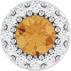 Natural Citrine And .08 Ctw Natural Diamond Halo-Style Pendant (Style 88590)