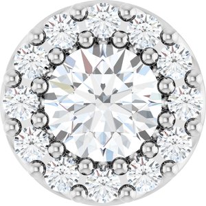 Natural White Sapphire And .08 Ctw Natural Diamond Halo-Style Pendant (Style 88590)