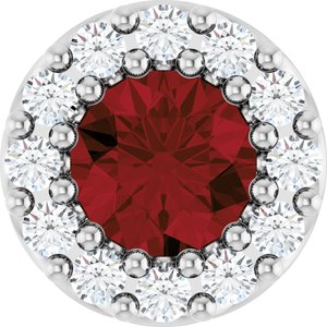 Natural Mozambique Garnet And .08 Ctw Natural Diamond Halo-Style Pendant (Style 88590)
